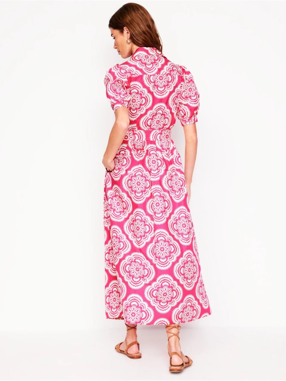 Alexa Maxi Shirt Dress-Pink Peony, Botanic Blush - Picture 3 of 7